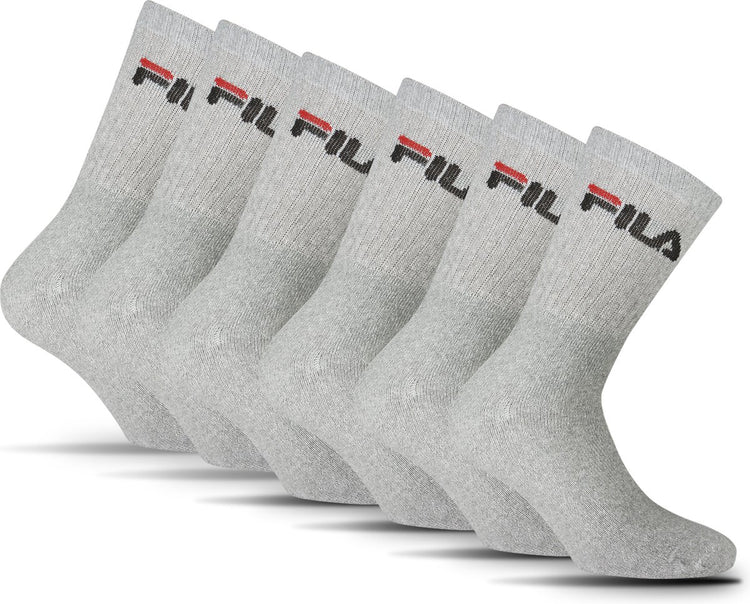 Fila crew sportsokken - maat 35 38 - 6 pack - grijs