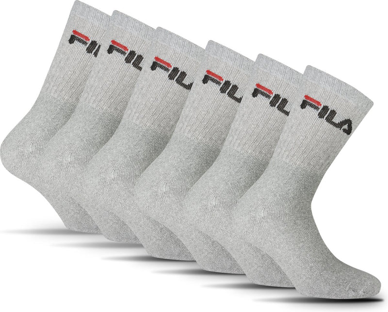Fila crew sportsokken - maat 43 46 - 6 pack - grijs