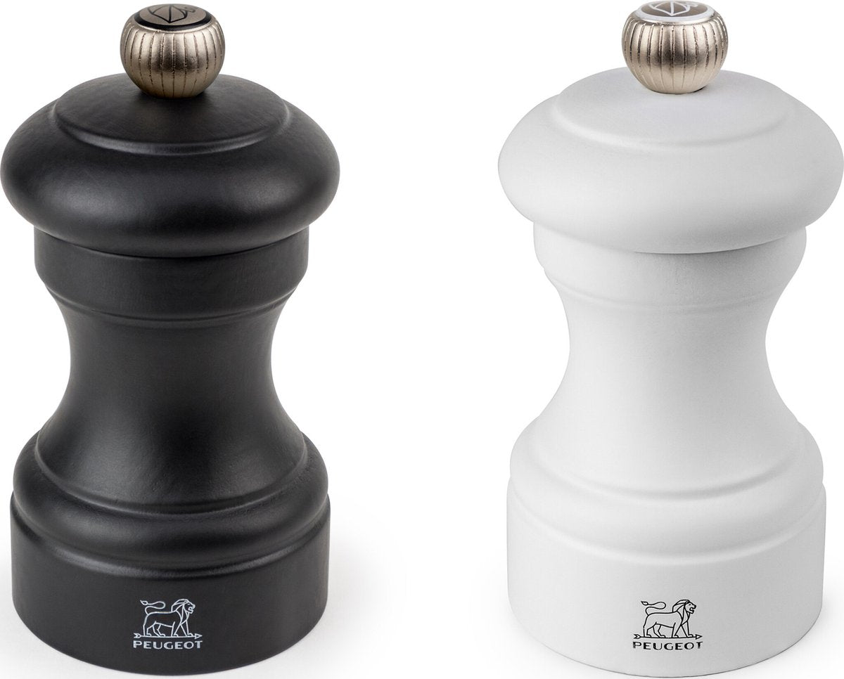 Peugeot bistro peper- en zoutmolen 10 cm - mat zwart mat wit - beukenhout