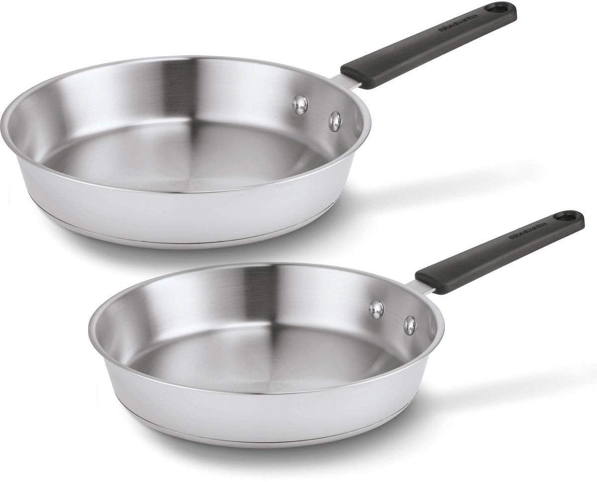 Brabantia enjoyment koekenpannenset ø 24cm ø 28cm - premium - rvs - 90% gerecycled - pfas-vrij - inductie geschikt