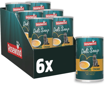 Rosewood deli soup kip - kattensnack in bouillon - met zachte stukjes kip - 6 x 135 ml