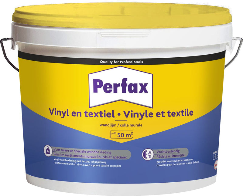 Perfax vinyl en textiel wandlijm 10 kg | gebruiksklare hoogwaardige lijm | voor diverse materialen | betrouwbare en veelzijdige toepassing | wand bekleding | feilloze afwerking