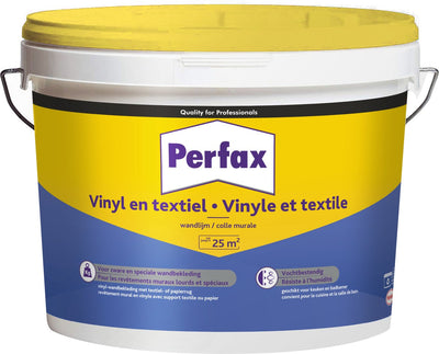 Perfax vinyl en textiel wandlijm 5 kg | gebruiksklare hoogwaardige lijm | voor diverse materialen | betrouwbare en veelzijdige toepassing | wand bekleding | feilloze afwerking