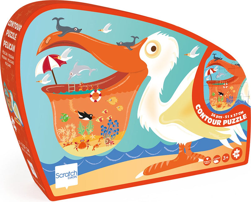 Scratch contour puzzle - pelican