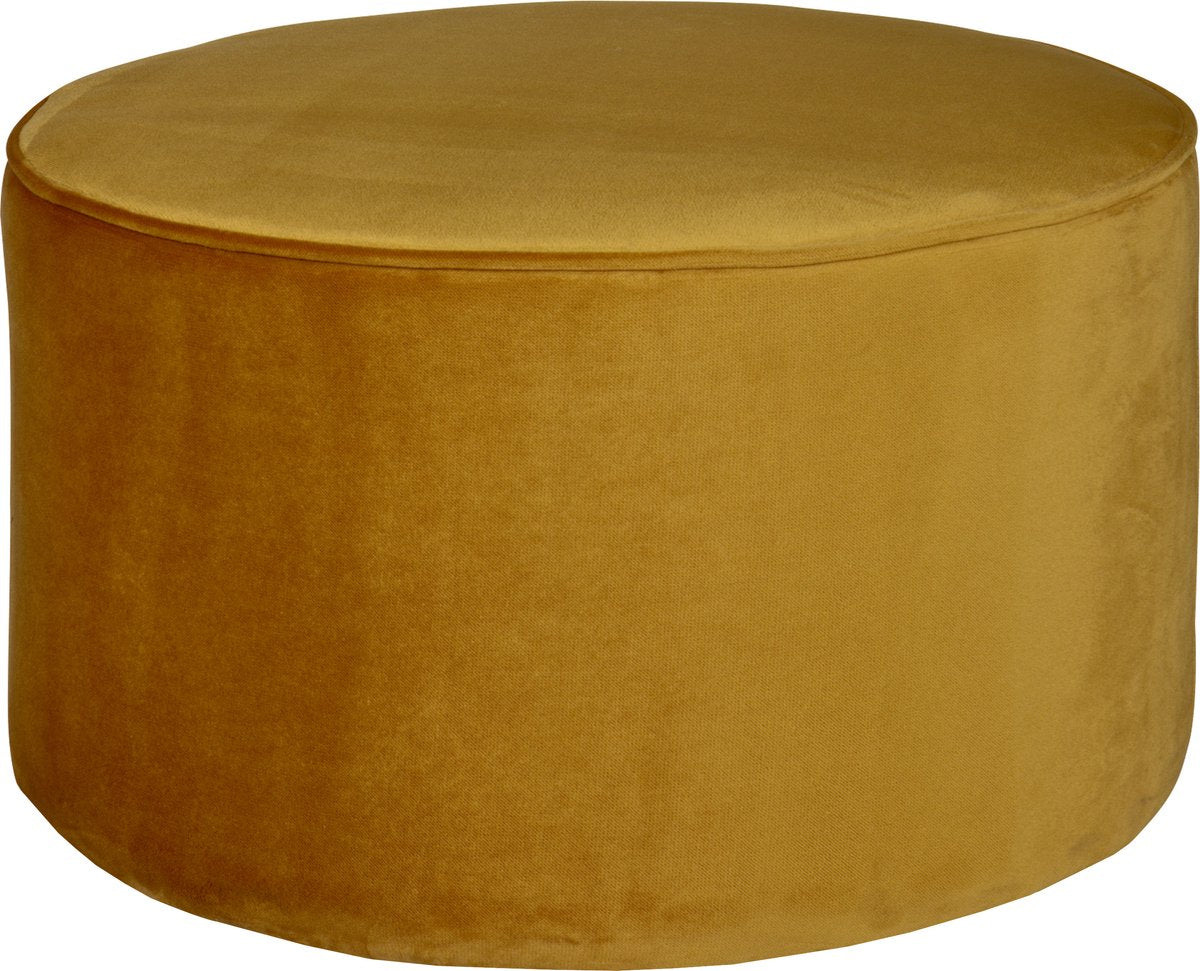 Woood sara poef laag - velvet - oker - 36x60x60