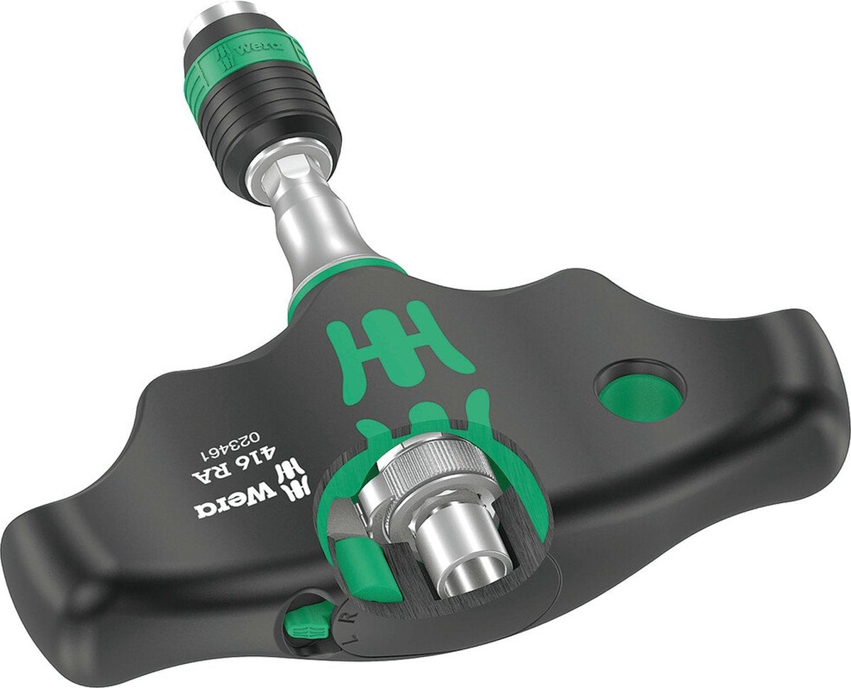 Wera 416 ra t-greep bithandhouder met ratelfunctie en rapidaptor snelwisselfunctie, 1 4 x 45 mm - 05023461001