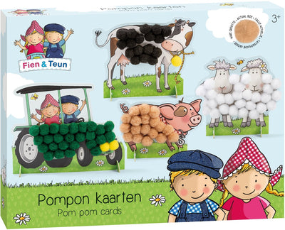 Bambolino fien teun knutselen - pompom plakken - knutselset boerderijdieren - creatief speelgoed, peuter, kleuter - vanaf 3 jaar - toys