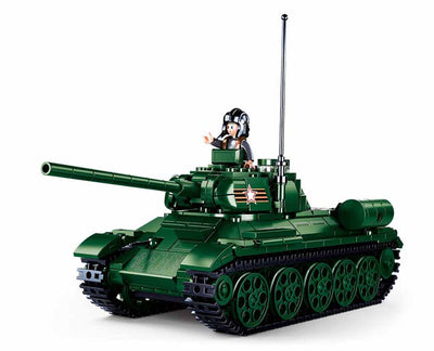 Sluban wwii t-34-85 tank bouwspeelgoed kinderen vanaf 8 jaar – constructiespeelgoed modelbouw – bouwdoos met 497 bouwstenen – m38-b0982