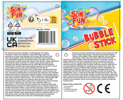 Sun fun bellenblaas stick 120ml 37cm, 24st.