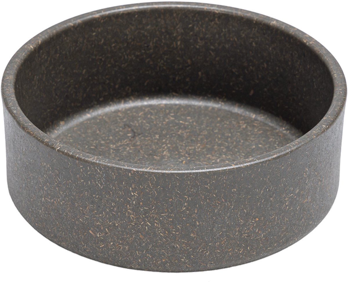 Designed by lotte noor voerbak hond - eetbak drinkbak - vaatwasserbestendig - bamboe - grijs - 14 cm
