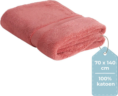 Hush. living hush living badhanddoek - per stuk - 70×140 cm - 100% katoen - zware kwaliteit 500g m2 - stijlvol boord en ophanglus - koraal