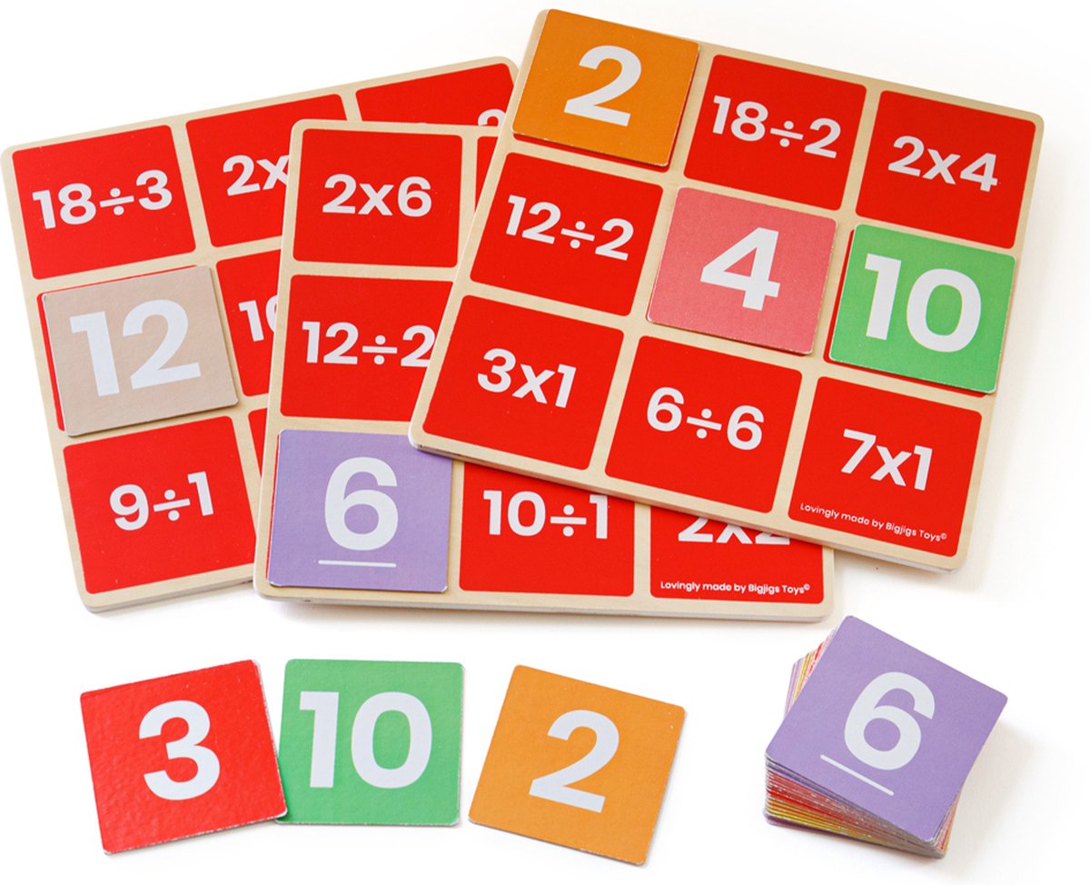 Bigjigs wiskunde bingo vermenigvuldigen delen