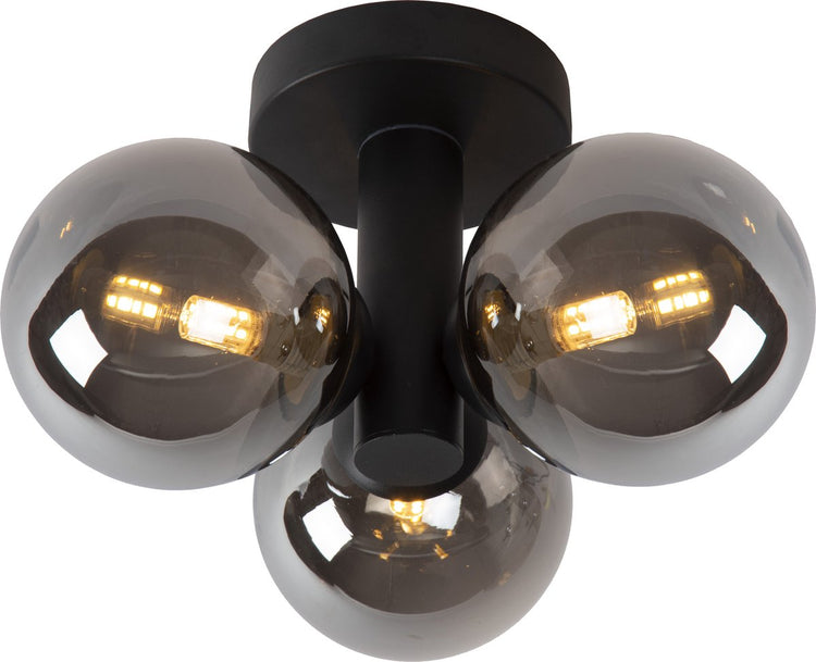 Lucide trudy - plafonnière (plafondlamp) badkamer - ø 28 cm - 3xg9 - ip44 - zwart