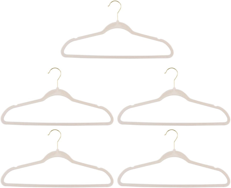 Alpina kledinghangers 10 stuks - kledinghangers anti slip met fluwelen coating - broekhanger voor broeken en shirts - kleerhangers met goudkleurige haak - creme