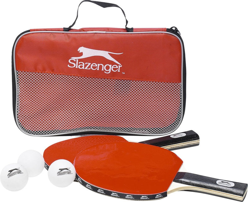 Slazenger tafeltennis set 6-delig - met 4 pingpongballen en 2 tafeltennisbatjes - pingpongset met opbergtas