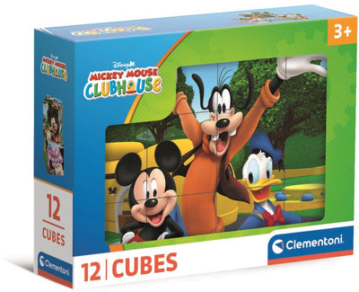 Clementoni cubi 12 mickey mouse club house - disney blokkenpuzzel met 6 afbeeldingen - kubus puzzel, blokken en blokjes speelgoed voor jonge kinderen