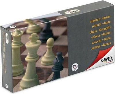 Cayro schaken en dammen magnetisch middelgroot - 2-in-1 opvouwbaar reisformaat - speelbord 24x24 cm - 48 magnetische stukken - 2 spelers - vanaf 7 jaar - collection
