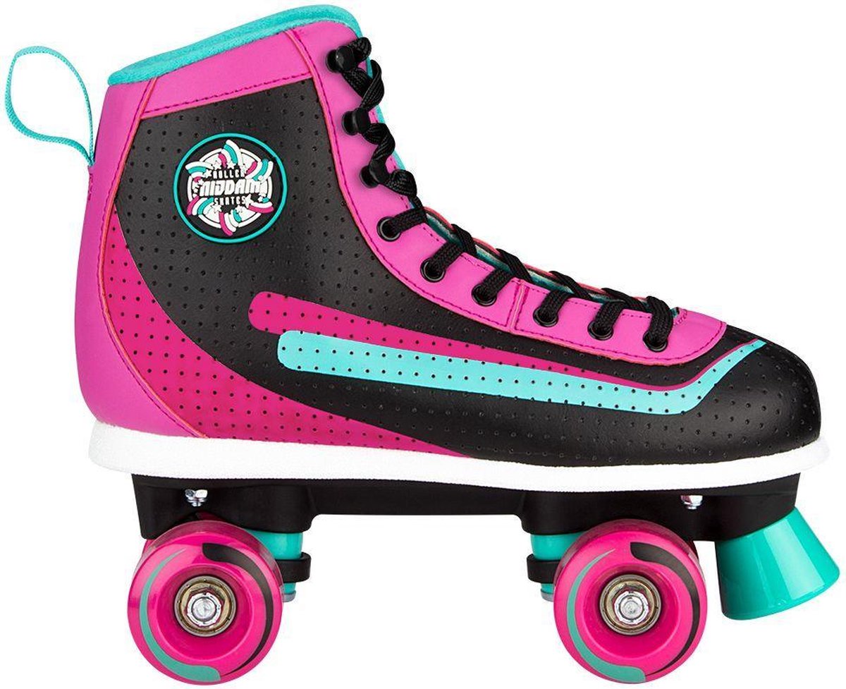 Nijdam rolschaatsen - retro smash - zwart roze - maat 38