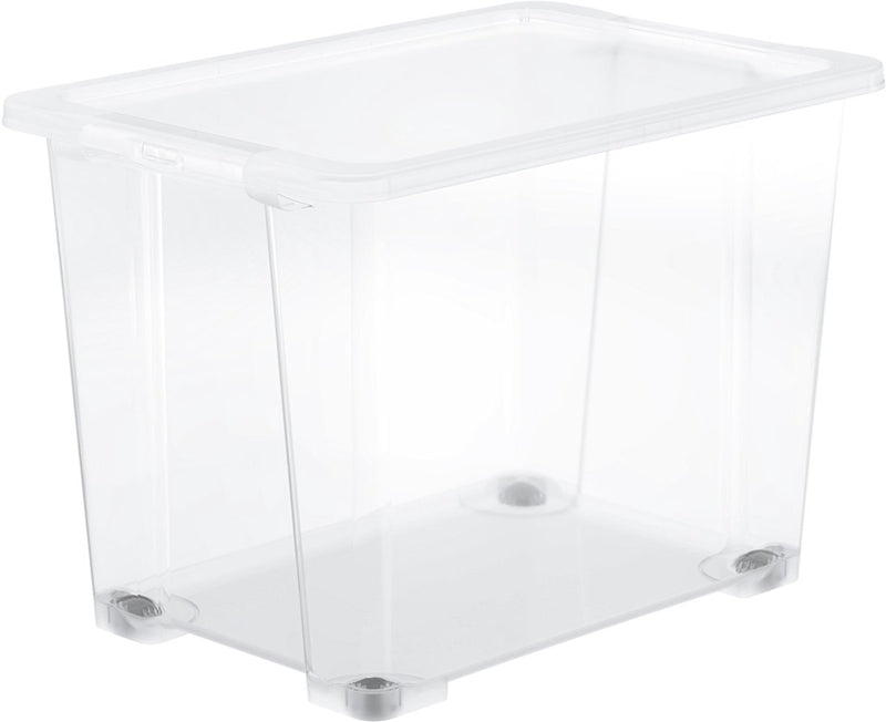 Rotho core basic opbergboxen - set van 4 - stapelbaar - 65 ltr - met wieltjes