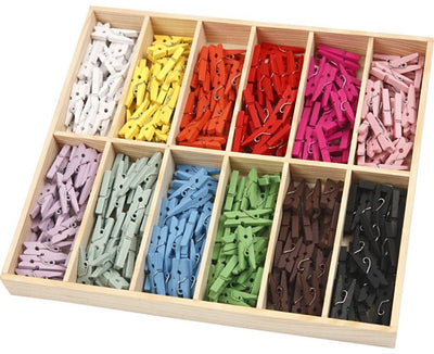 Creativ Company Mini wasknijper L: 25 mm B: 3 mm diverse kleuren 12x24 stuks 1 doos