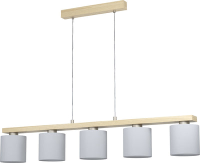Eglo castralvo hanglamp - 5 lichts - e27 - nikkel mat - bruin