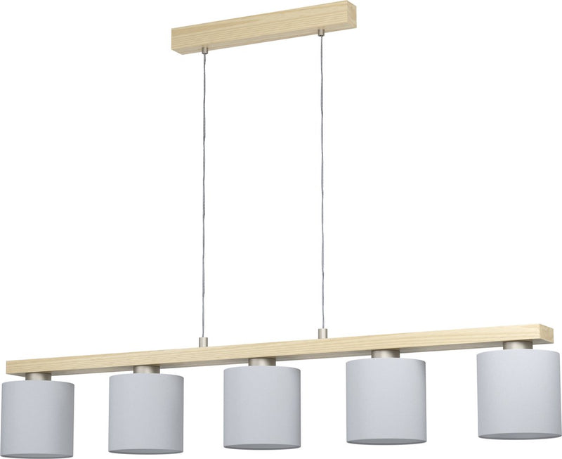 Eglo castralvo hanglamp - 5 lichts - e27 - nikkel mat - bruin