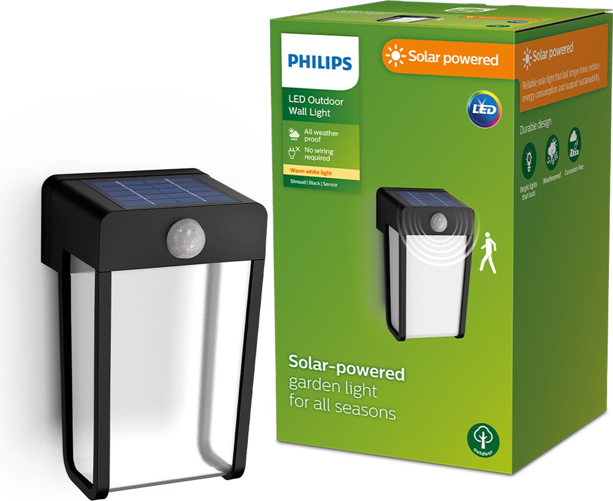 Philips led philips shroud solar wandlamp - met helder lichtelement