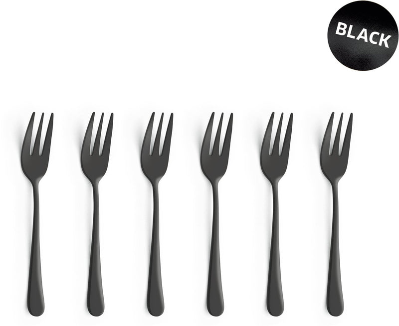 Amefa austin zwart– 6-delige taartvorkjesset – 14 cm – 18 0 chroomstaal – matte pvd-coating – cadeauverpakking