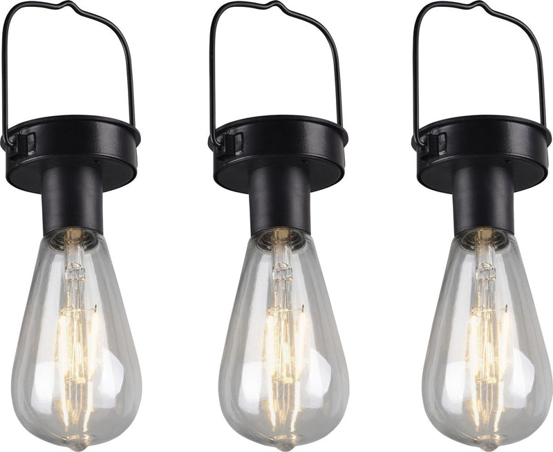 Rl live your light reality campus - hanglamp - zwart mat - set van 3 lampjes - incl. 3x smd 1w - solar - zonne energie - buitenverlichting - ip44
