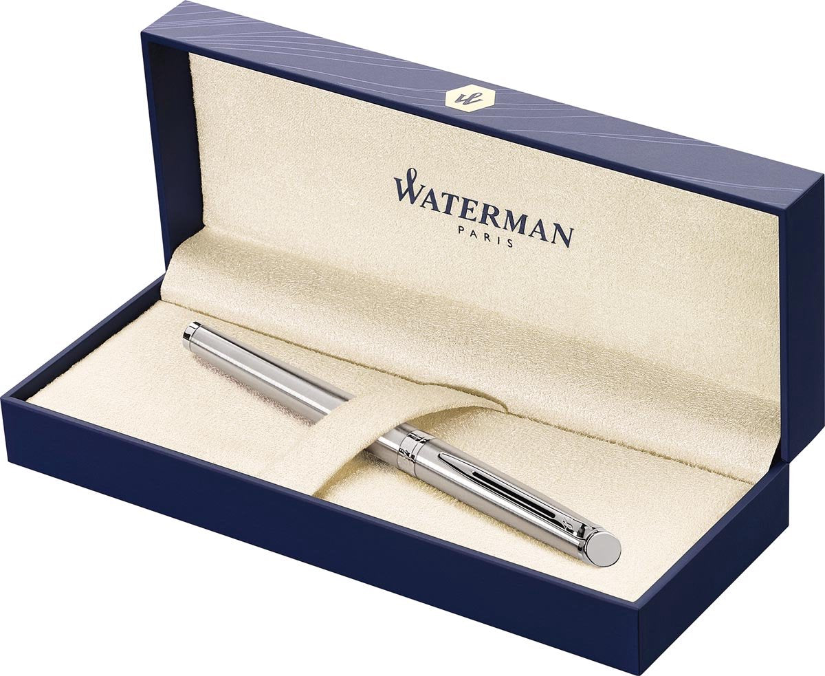 Waterman hémisphère-rollerballpen | roestvrij staal met chromen rand | fijne punt | zwarte inkt | cadeauverpakking