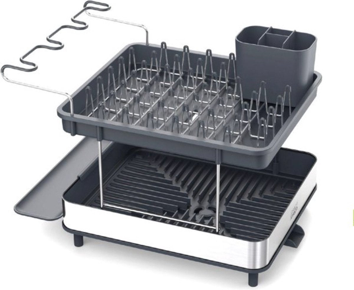 Joseph joseph excel 2-laags rvs afdruiprek – compact droogrek met glazenhouder bestekbak