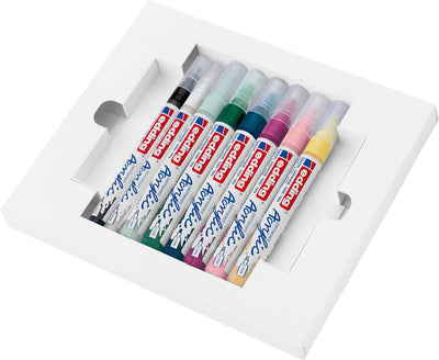 Edding acrylverf starter set nordic - 8 acryl markers - watervast - inclusief a6-briefkaartenset