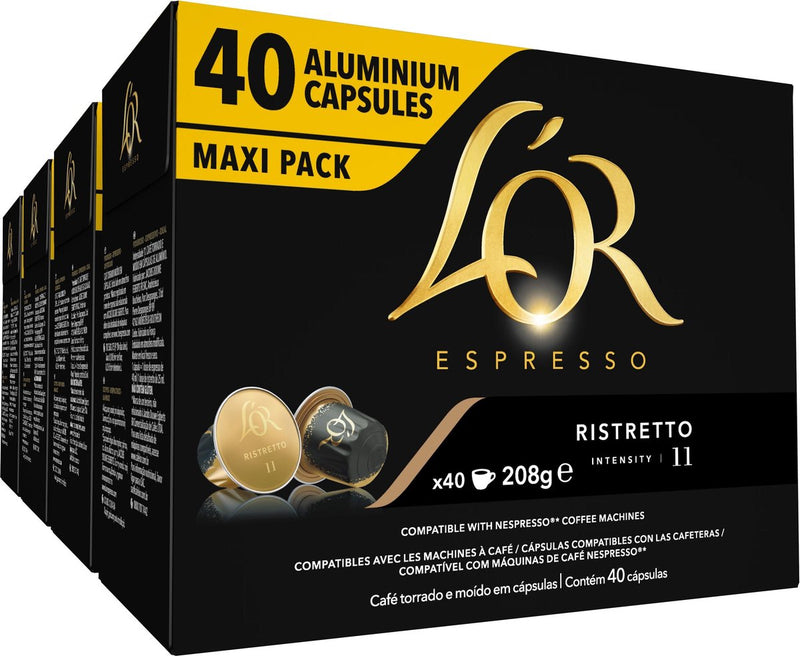 L'or espresso ristretto koffiecups - intensiteit 11 12 - 4 x 40 capsules