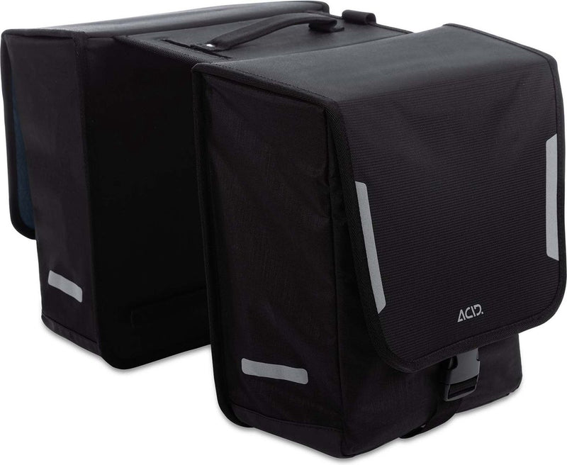 Acid pannier bag ciy 15 classic double - 60 l - dubbele fietstas - voor elektrische en standaard fietsen - inclusief regenhoes - reflectoren - l35 x b34 x h47 cm - zwart