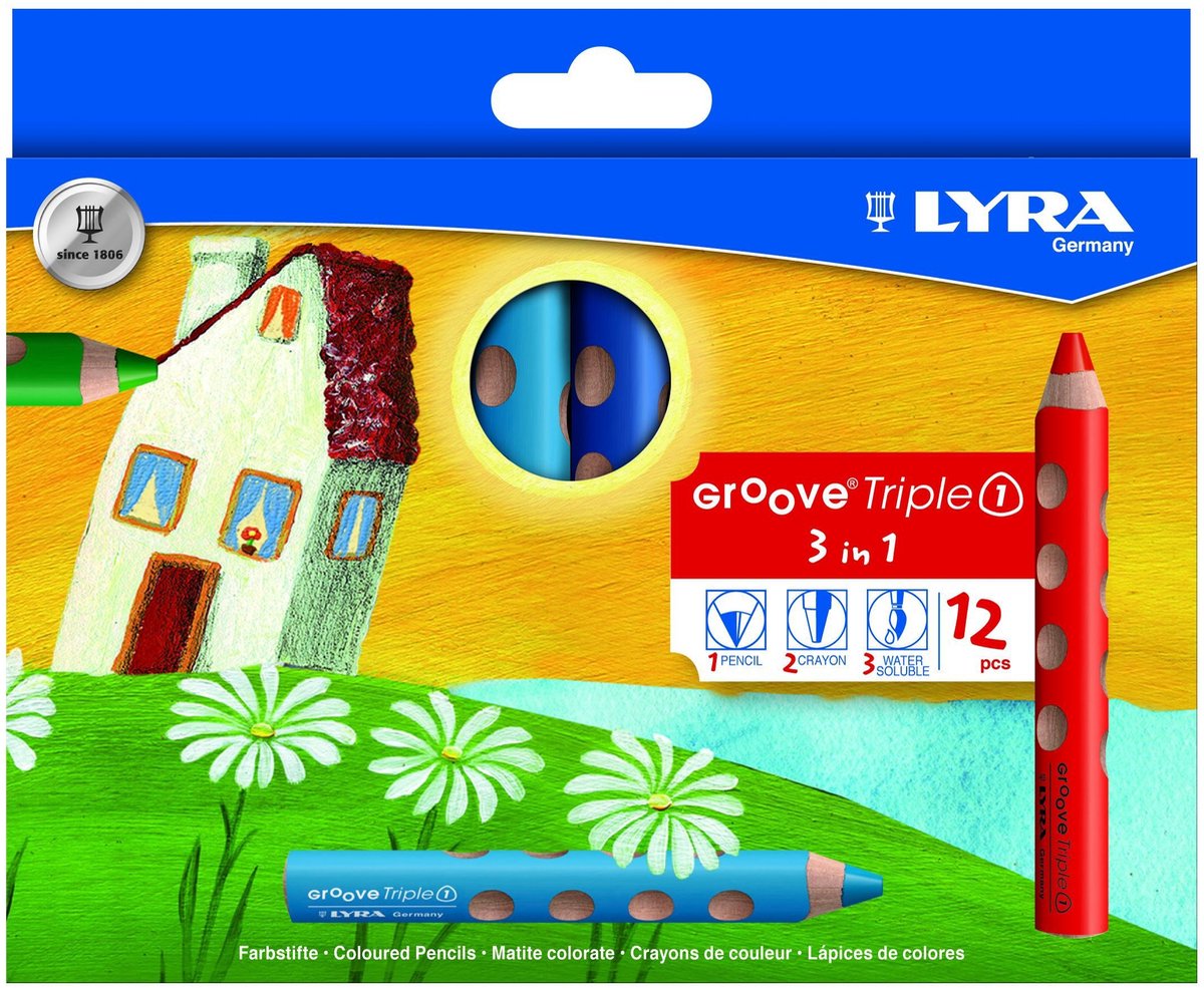 Lyra kleurpotloden 3-in-1 groove 12 stuks multicolor