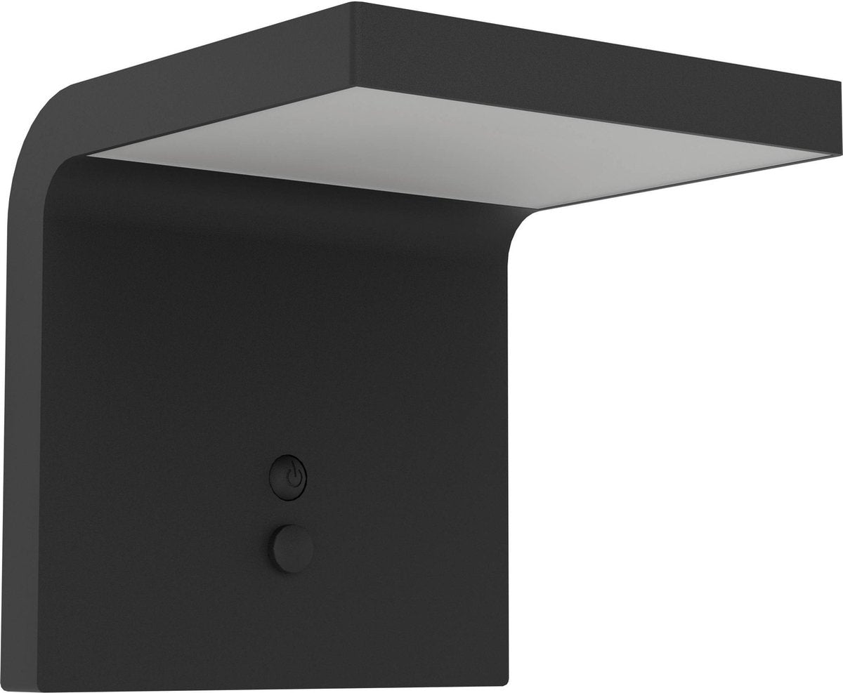 Eglo spiante solar wandlamp buiten - zonne-energie - led - 14 cm - zwart wit