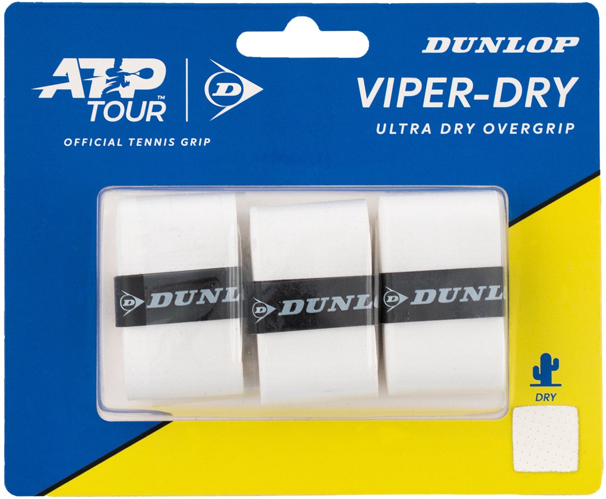 Dunlop atp viper-dry overgrip wht 3pcs