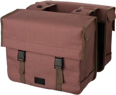 Fastrider celo - dubbele fietstas - 34l - bruin - waterafstotend washed canvas - snelsluiting - mik systeem - reflectie