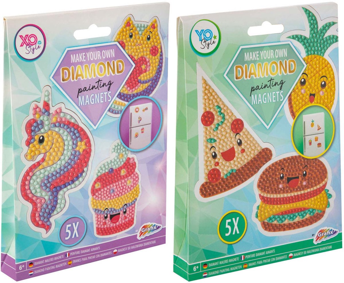 Grafix diamond painting knutselset magneten unicorns en voeding.