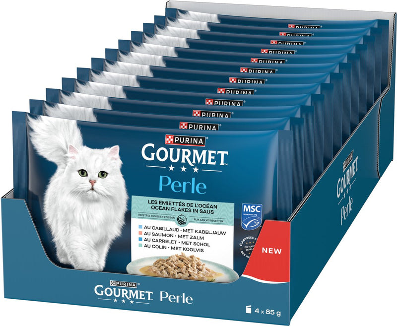 Gourmet perle msc ocean flakes - vis vlees - 48 x 85g