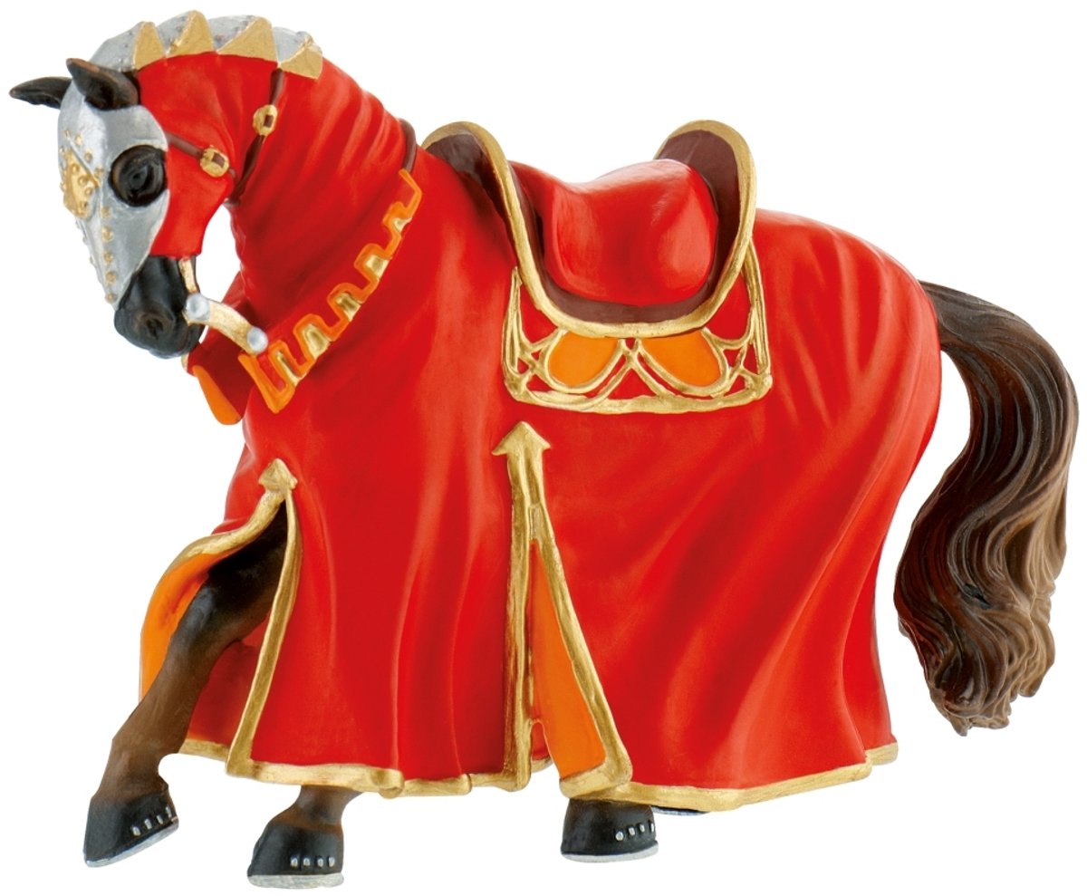 Bullyland 80768 – speelfiguur toernooi paard rood – ca. 10–12 cm – levensecht en detailrijk vormgegeven – ideaal als fantasiefiguur, decoratie of klein cadeautje voor kinderen vanaf 3 jaar