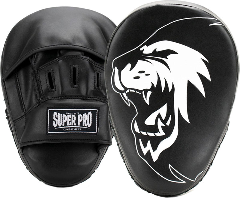 Super pro combat gear handpads curved pu zwart wit one size
