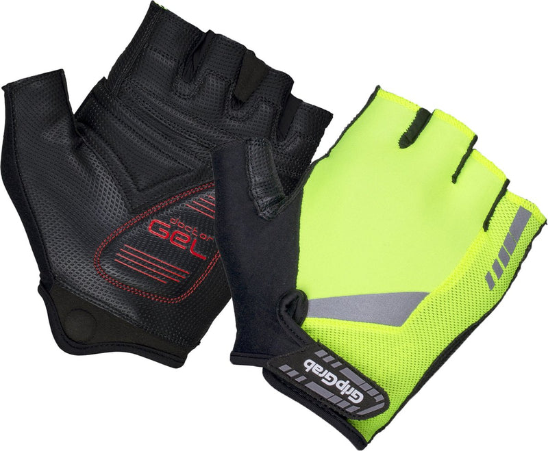 Gripgrab - progel padded korte vinger zomer fietshandschoenen wielrenhandschoenen met padding - geel hi-vis - unisex - maat m