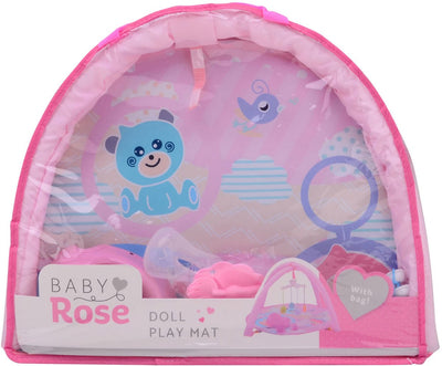 Johntoy baby rose poppen speelmat - inclusief draagtas - potje - speen - flesje voor de pop