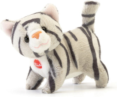 Trudi - sweet collection knuffel kat 9 cm - handgemaakt in italie - zacht pluche - knuffeldier voor jongens en meisjes - grijs - 5x8x9 cm maat xxs