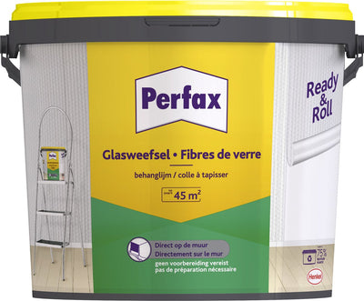 Perfax ready roll glasweefsel behanglijm 9 kg | de ultieme oplossing voor glasweefselbehang | glasweefsellijm met eenvoudige toepassing | transparante behanglijm voor duurzame hechting