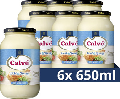 Calve calvé mayonaise pot - licht romig - zonder kunstmatige smaakstoffen - 6 x 650 ml