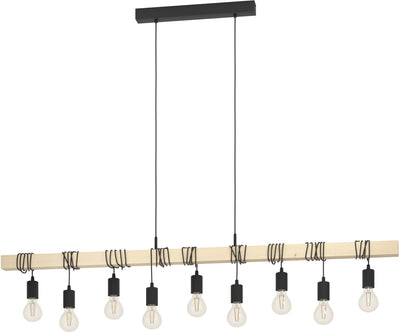 Eglo townshend hanglamp - e27 - 150 cm - bruin zwart - fsc hout
