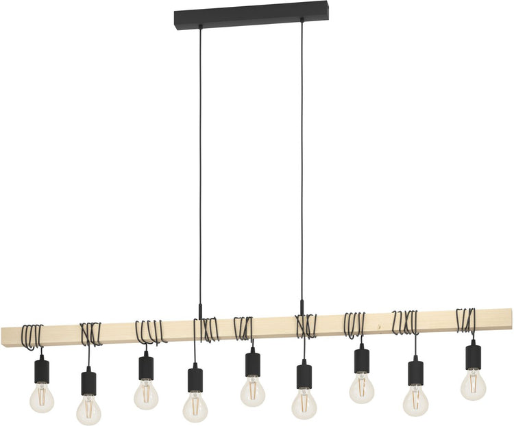 Eglo townshend hanglamp - e27 - 150 cm - bruin zwart - fsc hout