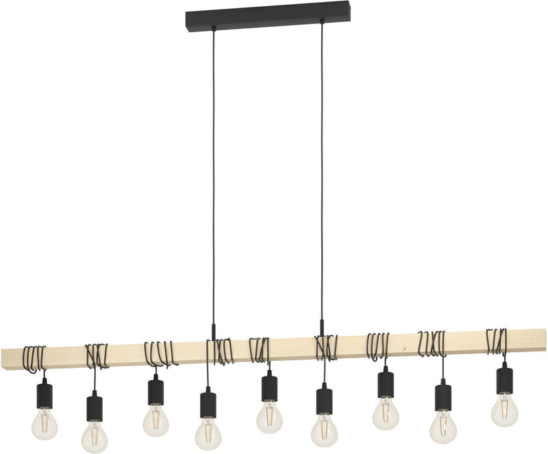 Eglo townshend hanglamp - e27 - 150 cm - bruin zwart - fsc hout